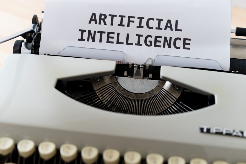 AI Writing's Telltale Phrase Reveals Machine-Generated Content white and black typewriter with white printer paper