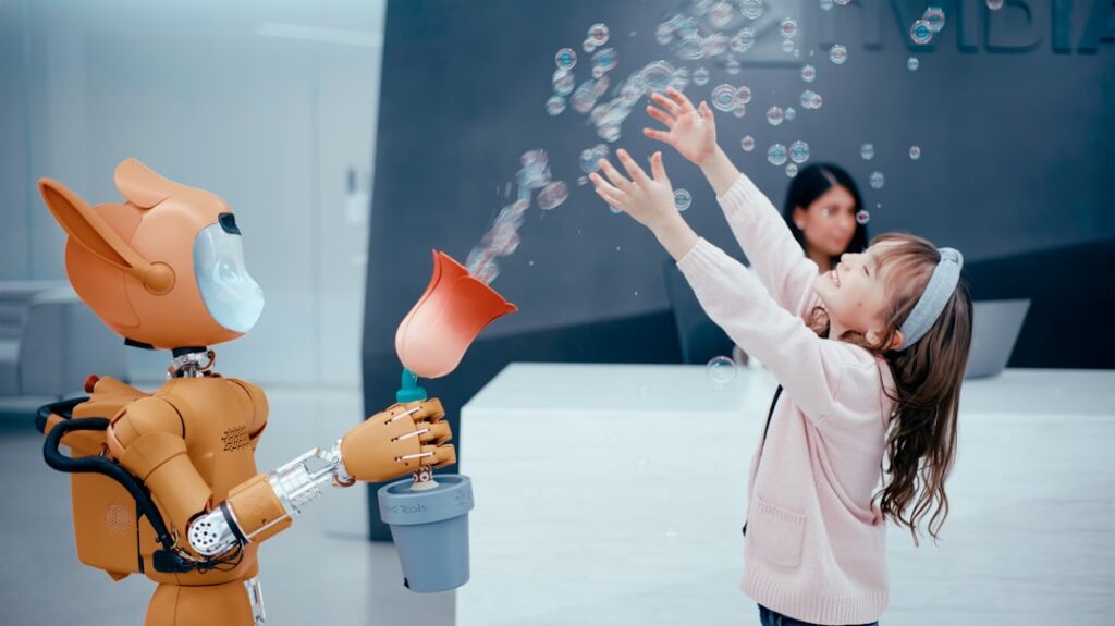 AGIBOT Launches Next-Gen Embodied AI Robots Robot blowing bubbles for a happy child
