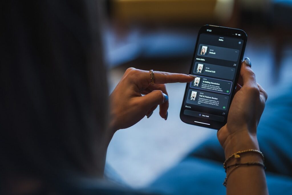 Google Vids: Free AI Video Editor for Small Business Woman using a smartphone with a smart home app.