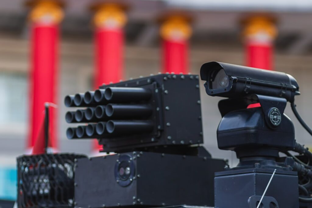 U.S. Military Deploys High-Energy Laser Defense Systems a bunch of cameras sitting on top of each other