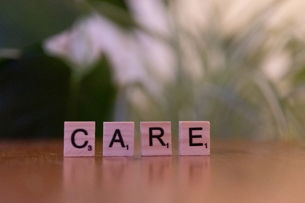 PurposeCare Opens Springfield Ohio Home Care Office A wooden block spelling care on a table