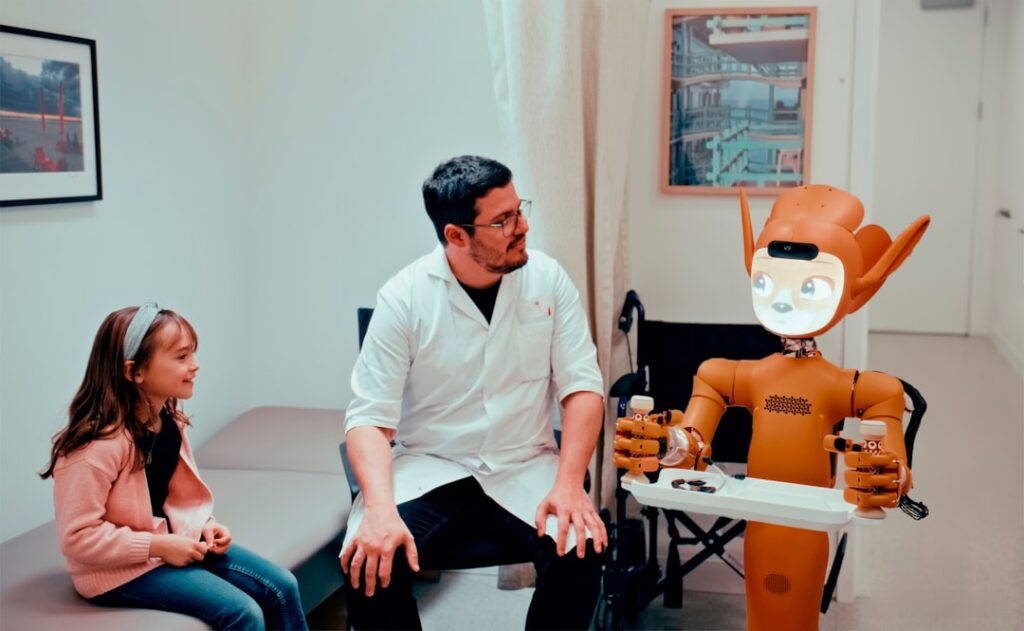 Medical AI Breakthrough: Open-Source Video Analysis Platform Doctor, girl, and robot in a medical room.