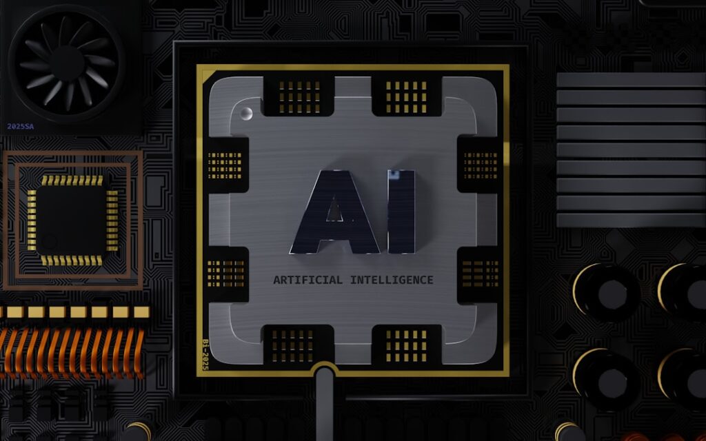 Intel Stock Surges on AI Data Center Momentum a computer chip with the letter ai on it