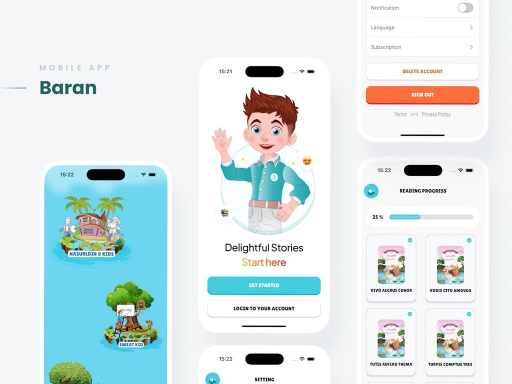 Lifetime Language Learning Access: 10,000+ Hours of Babbel Instruction Mobile app interface with cartoon characters and stories.