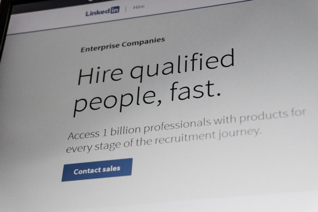 Quality Over Quantity: Small Business Buyers Get Selective Linkedin website promoting enterprise hiring solutions.
