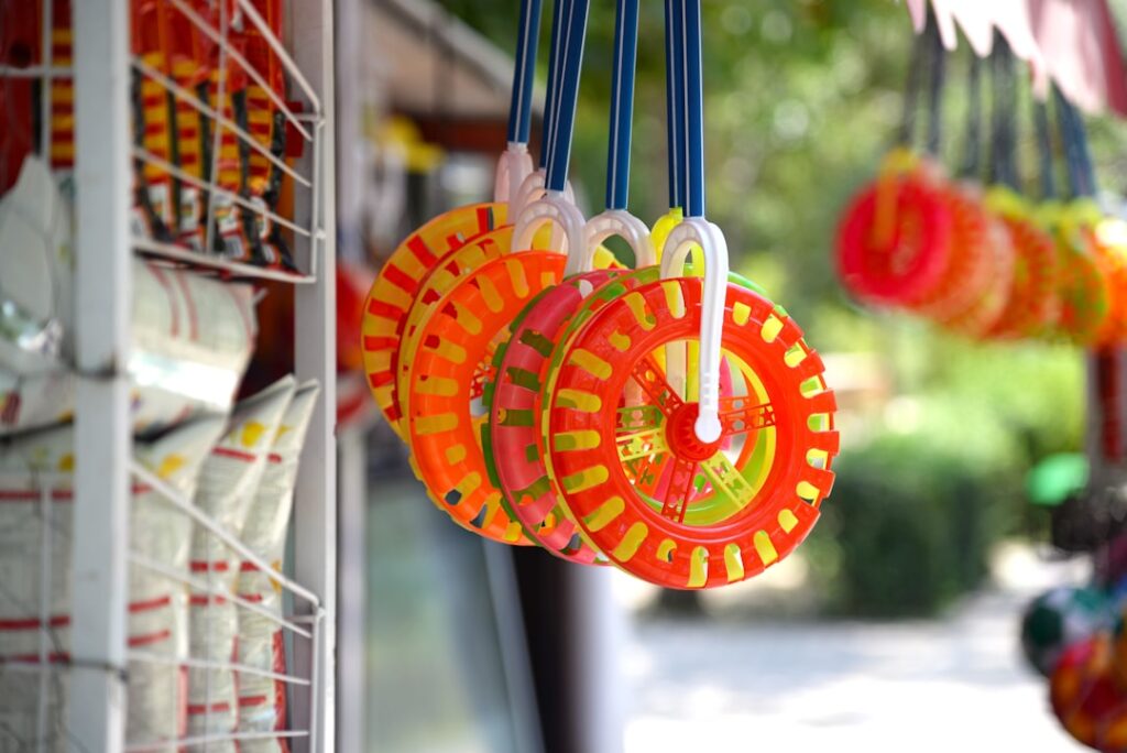 Screen-Free Business Hits $12M Revenue With Nostalgic Kids' Hobby Colorful toys are hanging up for sale.