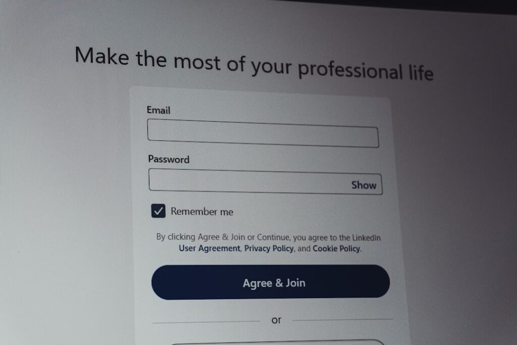 Sole Proprietor Business Name Rules & DBA Requirements Linkedin login screen with email and password fields.