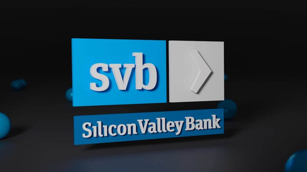 SVB Collapse Reshapes Startup Fundraising Strategy a blue and white sign sitting on top of a table